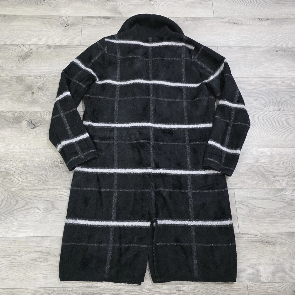 Abrigo/chaqueta/abrigo tejido difuso a cuadros negro/blanco Cyrus para mujer L botón a presión Foto 3 de 4