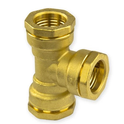 STABILO-SANITAER Messing PE Rohr T-Stück 32 mm Abzweig Verschraubung Klemmverbinder Fitting