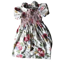 Vintage Polly Flinders 6X Girls Floral Dress Peter Pan Collar Smocked