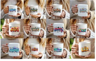 Sternzeichen Horoskop Zodiac Signs Graffiti Keramiktasse Geschenk Kaffeetasse