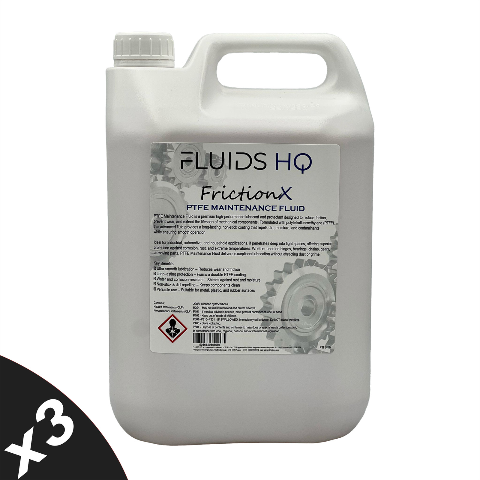 FluidsHQ PTFE Maintenance Fluid Lubricant  Protectant  Anti-Friction Fluid 3x5L
