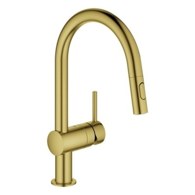GROHE Minta Einhand-Spültischarmatur, Ausladung 223mm, C-Auslauf, herausziehbar,
