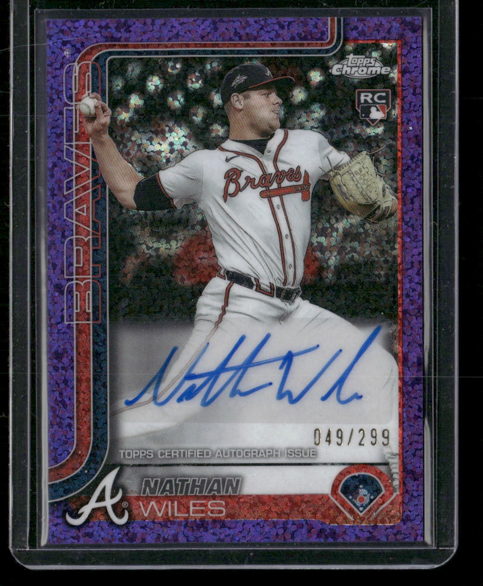 2025 Topps Chrome Nathan Wiles Auto Purple Speckle Refractor #49/299 BRAVES RC