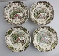 Johnson Brothers Friendly Village Square Cereal Soup Bowls Bridge Set Of 4