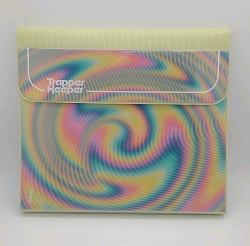 Mead Trapper Keeper Binder Folder Retro Rainbow Swirl Neon Green ...