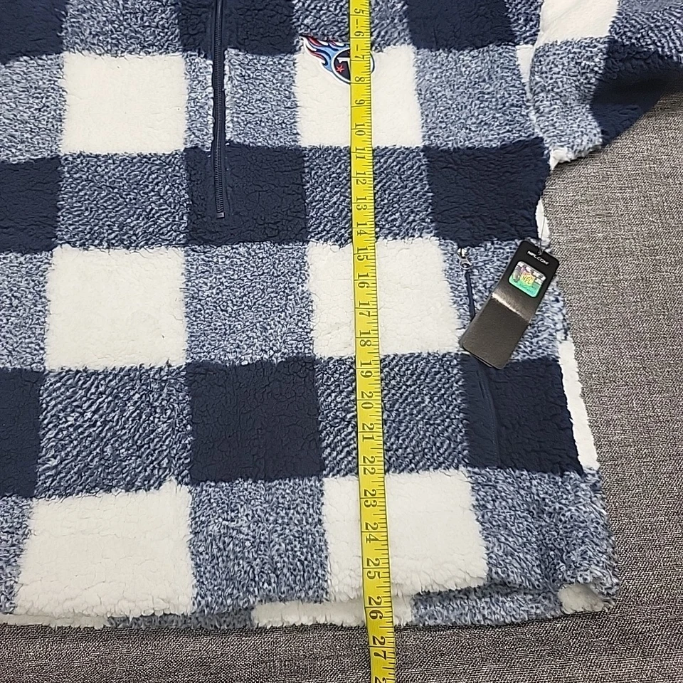 Tennessee Titans NFL Womens Buffalo Plaid Half Zip Pullover Large Size - Image 3 of 4