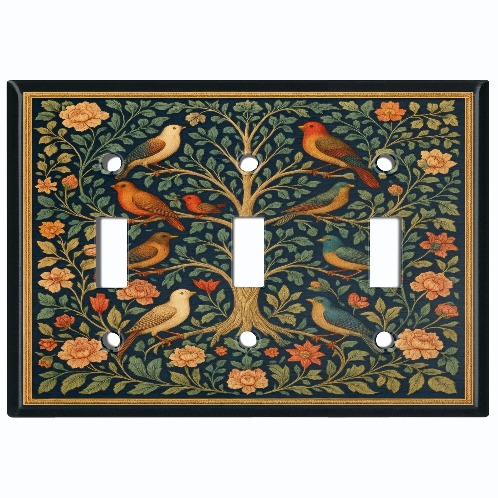 Metal Light Switch Outlet Cover Wall Plate Birds on Tree Floral Decor AML229