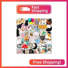 Yerdos Cute Cat Stickers for Kids Water Bottles  50 PCS Vinyl Waterproof Cats  Ki
