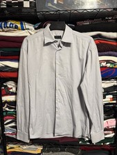 Prada Mens Long Sleeve Button Down Dress Shirt Size 41 / 16 Light Gray Italy