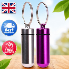 NEW Keyring Tablets Medicine Container Pill Box Aluminium Key Chain Drug Holder