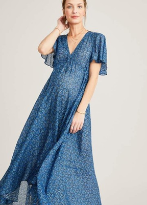 #ad Hatch Maternity Women#x27;s THE MARGARETTE DRESS Semi Sheer Maxi Twilight Blue $328 $65.60