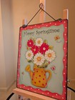 Hand Crafted Floral Watering Can Flower Tin Metal Swarovski Crystal Wall Hanging — photo 3