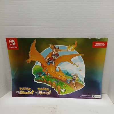 Nintendo Switch: Pokemon Lets Go Pikachu & Eevee GameStop Poster & Map.