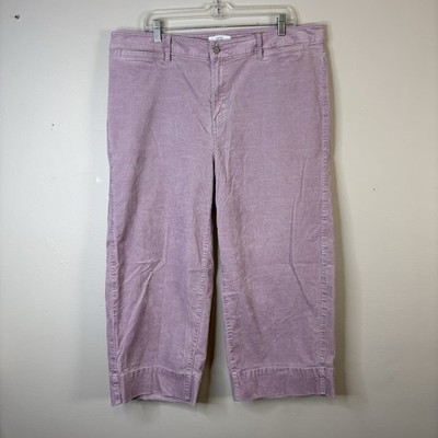 Loft Plus Women s Sz 18 Mauve Pink Velveteen High Waist Wide Leg Cropped Pants