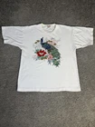 Vintage Made In Japan Shirt Mens XL White Peacock Floral Graphic Crew Neck