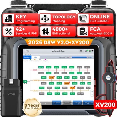 XTOOL D8W XV200 Kabelloser Scanner Vollsystem-Diagnose, Topologie, ECU-Codierung