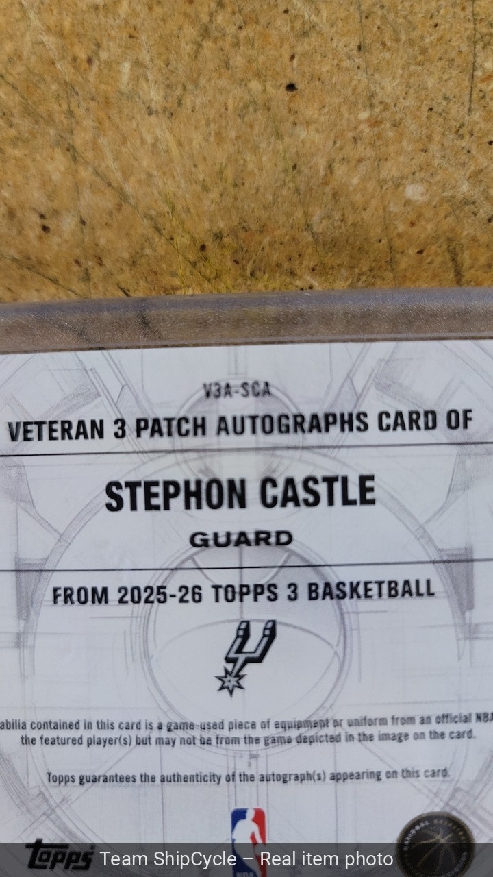 202526 Topps 3 Stephon Castle Spurs Veteran 3 Patch Auto Blue 15 Jersey  G2U view 6