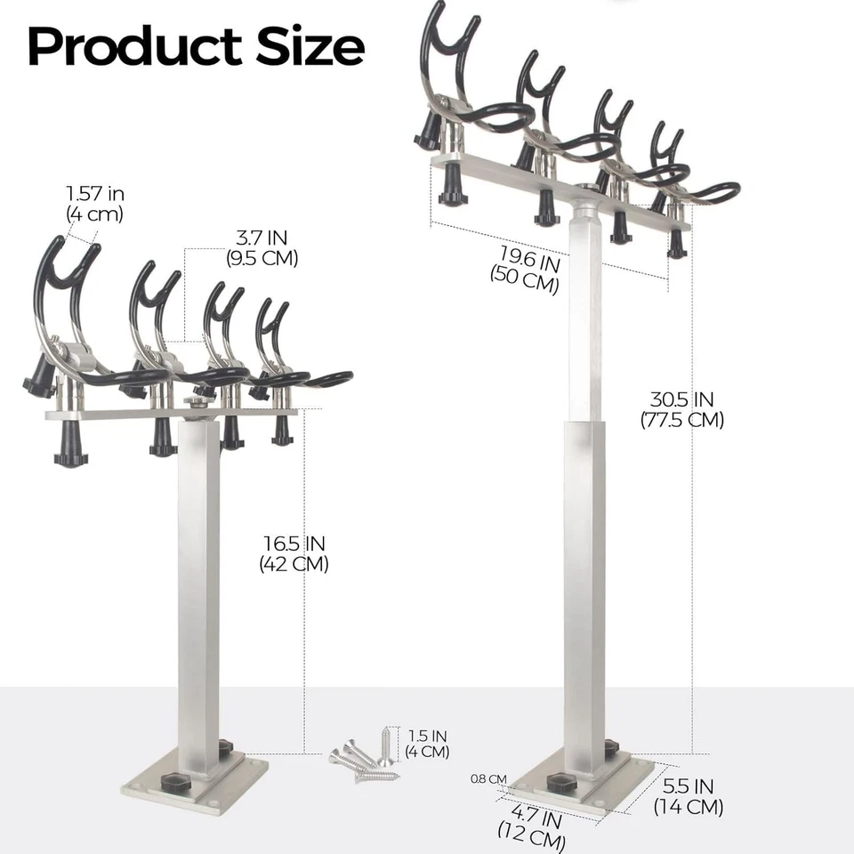 Aluminum Boat Fishing Rod Holder PVC Coated  Marine Fishing Rotation Pole Rack - Image 2 of 4