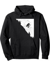 Men's  Women's Snowboarder Graphic Hoodie - BlackWhite Mountain Pullover Sweats
