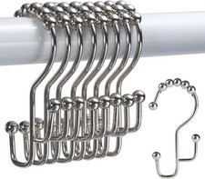 Shower Curtain Hooks, 12 Pcs Double Shower Curtain Hooks Rings, Black Shower