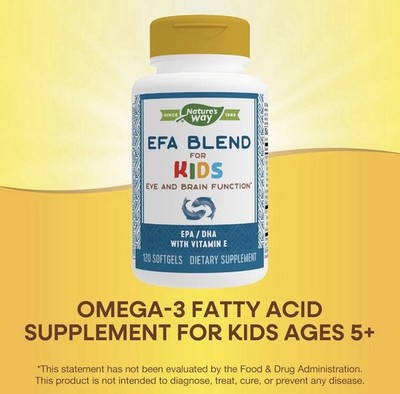 EFA Blend for Kids with Vitamin E, Supports Eye and Brain Function*, 120 Softgel