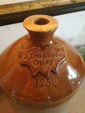 Stoneware Flagon Stone bottle J Deighton Otley 1258 Antique FREE POSTAGE 