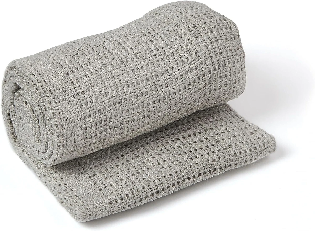 Clair De Lune Warm Cosy Cellular Baby Blanket Extra Soft 70cm x 90cm Grey