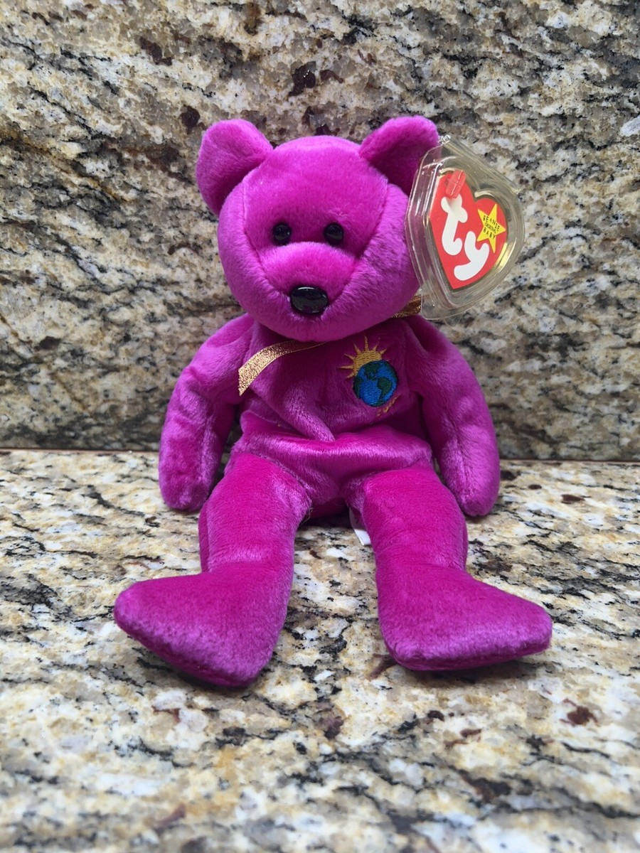 TY Beanie Baby Millenium Misspelled (Millennium) Purple 1999 2000