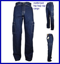 meltin pot jeans uomo pantaloni cargo con tasconi tasche largo larghi hip hop 42