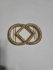 Vintage Brass Gold Tone Buckle Clip Large Loop Pattern Vintage Retro