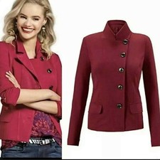 CAbi Womens Jacket 2 3175 Rhubarb Red Outing Ponte Knit Blazer Career Stretch