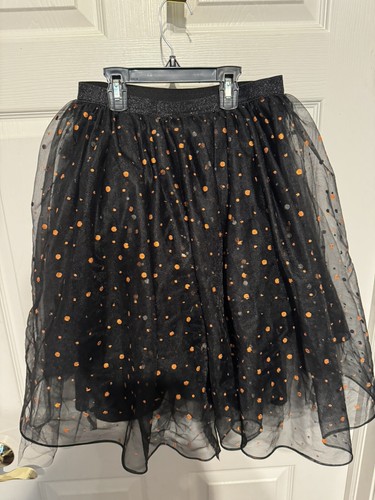 Disney Minnie Mouse Halloween Tutu Skirt Black & Orange Dots Child Size XL 14-16 - Picture 11 of 24