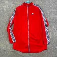 Nike Full Zip Poly Track Jacket Mens Large Red Spellout Logo AJ2681