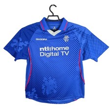 Mens Vintage Diadora Rangers FC Blue Soccer Jersey Shirt Short Sleeve ntl:home M