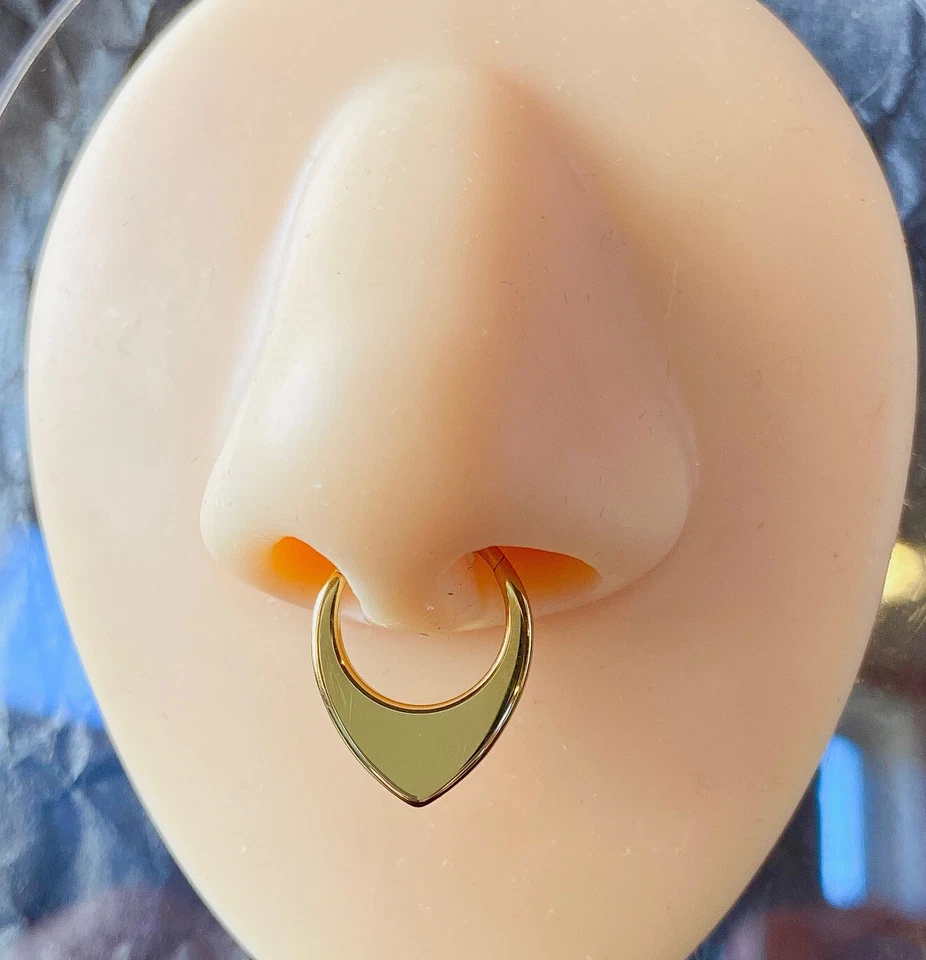 1pc Solid Titanium Flat Teardrop Hinged Segment Ring Septum Tear Drop Clicker - Image 4 of 4