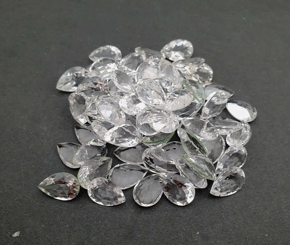 Lote de 20 piedras preciosas sueltas de cuarzo de cristal de roca natural corte pera 10*15 mm 100 CT Foto 2 de 3