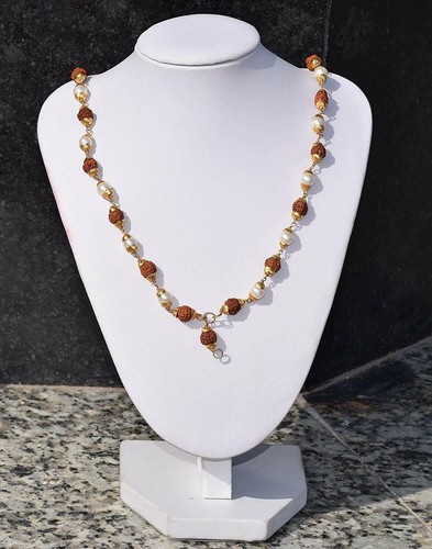 RUDRAKSH MALA with White MOTI (Pearl 