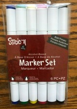 Studio 71 Dual Tipped Alcohol BASED Set of 6 Markers BOLD PRIMARY