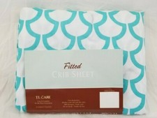 TL Care 100 Cotton Jersey Turquoise  White Fitted Crib Sheet NIP