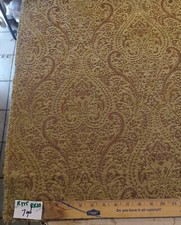 Brown Gold Print Cut Chenille Upholstery Fabric 1 Yard R175