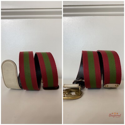 Authentic Gucci Red/Green Web Leather Gold Interlocking G  display picture 1