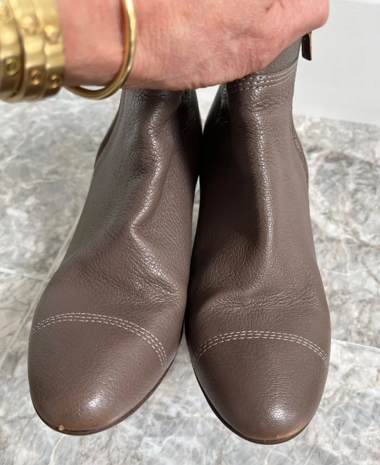 Lanvin taupe wedge Heel Booties sz 38.5 US 8 - Image 3 of 4