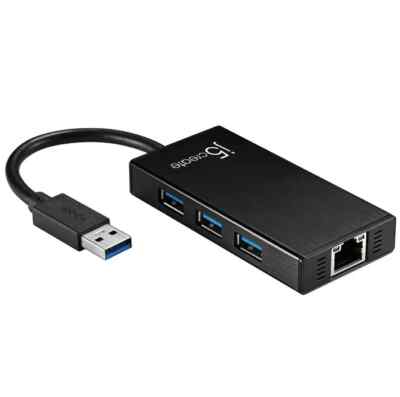 NEW - j5create USB 3.0 Multi-Adapter Gigabit Ethernet / 3-Port USB 3.0 Hub