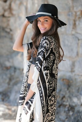 Lupita Black Kimono Cover Up Wrap Black 