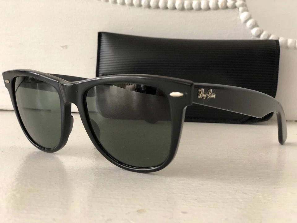 EXC VTG*L1724*80s BLACK WAYFARER II UNISEX B&L RAY-BAN USA SUNGLASSES & CASE, photo 2 of 5