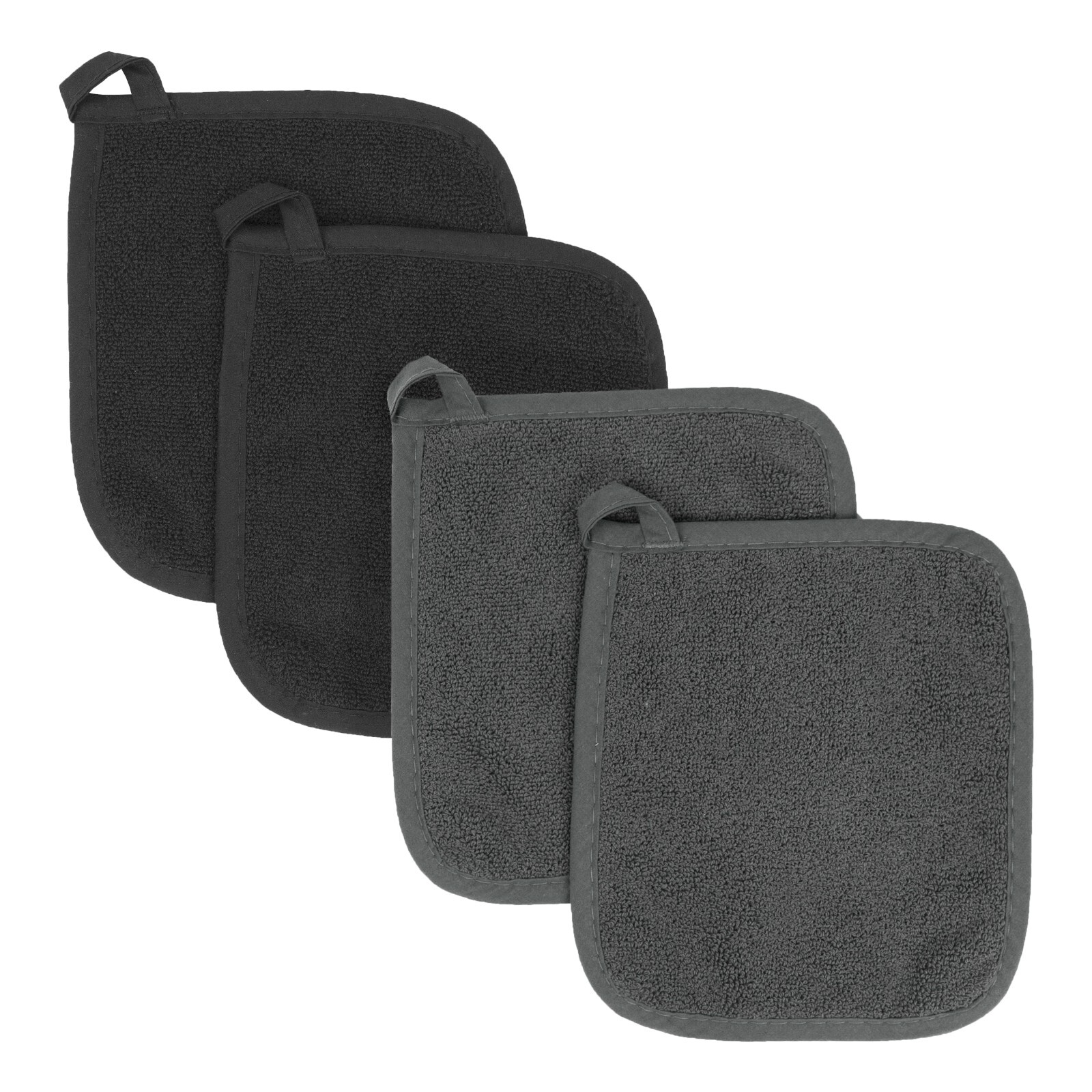 RITZ Terry Cotton Potholders Set of 4 | Absorbent & Heat-Resistant Kitchen Pads