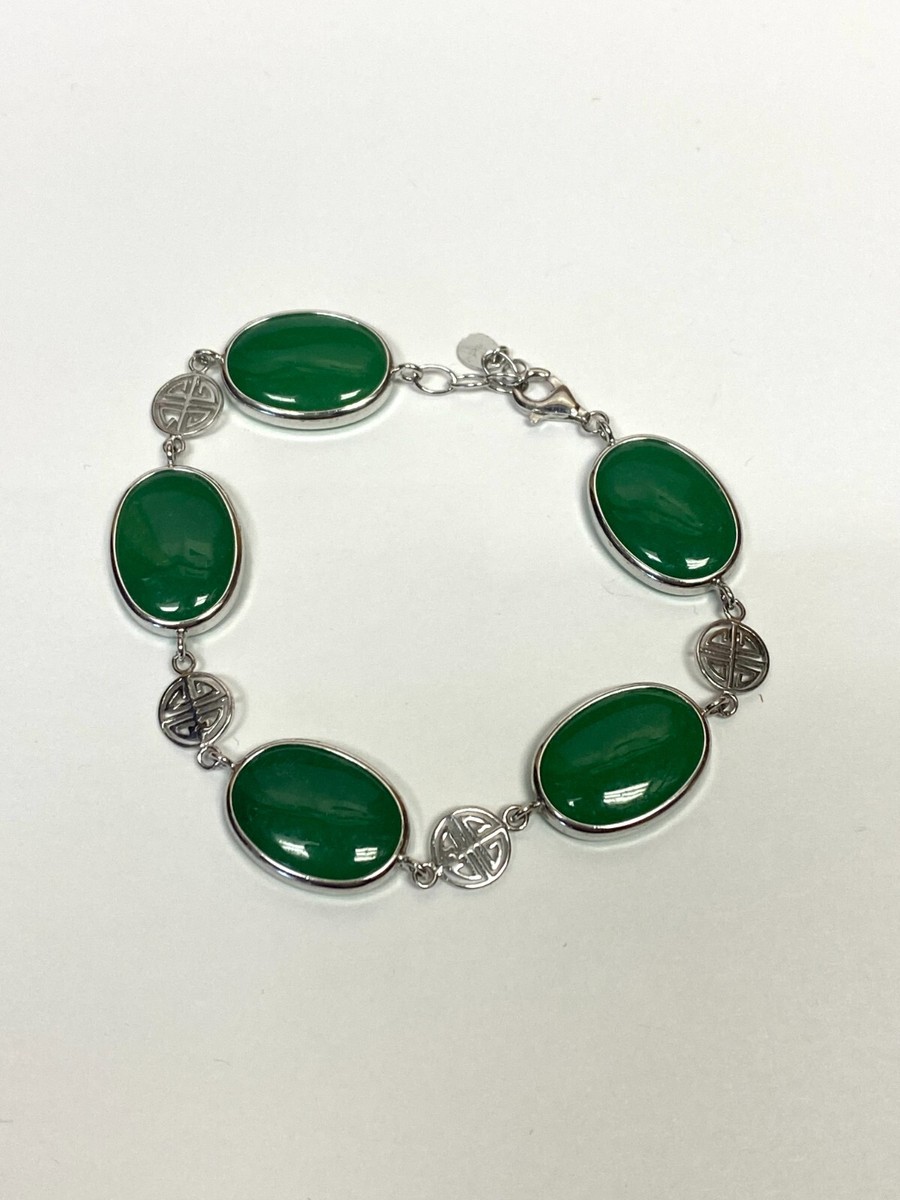 Chain Bracelet Jade Bracelet Macys GREEN JADE STONE 925 STERLING