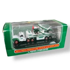 2012 HESS Miniature Truck And Airplane In Box Collectable Hauler Semi - White