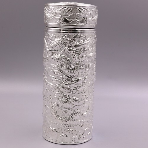 Borraccia in argento massiccio S999 Lucky Dragon bottiglia acqua calda 75 g 5,5 pollici H - Foto 5 di 9