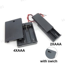Black 2 4 Slot AAA Battery Holder Case Box 2xAAA 4XAAA 3v 6v 1.5v ON/OFF Cover